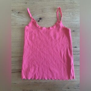 Blu‎ Pepper Scalloped Cropped Tank Pink Knit Women’s Large Preloved